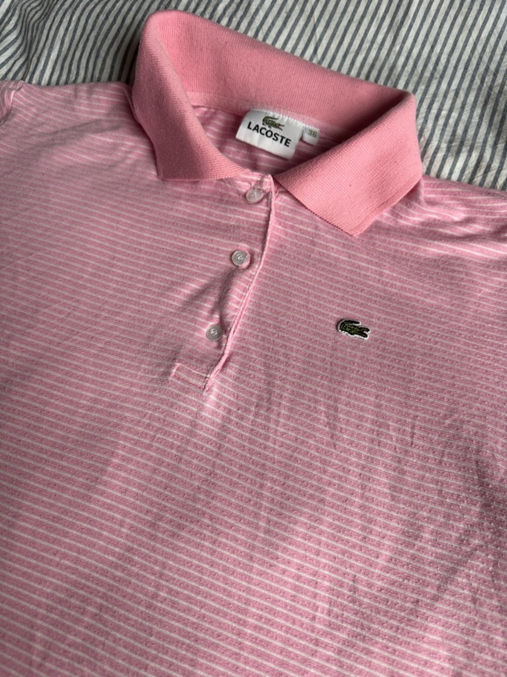 Lacoste Light Pink Striped Polo Shirt